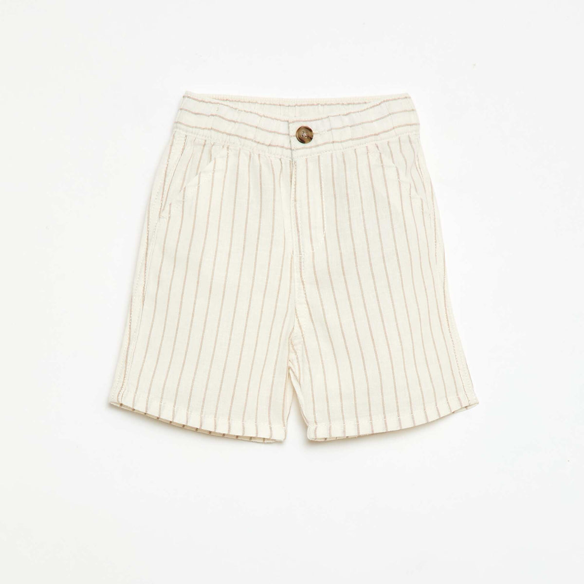 Ensemble short + chemise à rayures en lin mélangé - 2 pièces BLANC