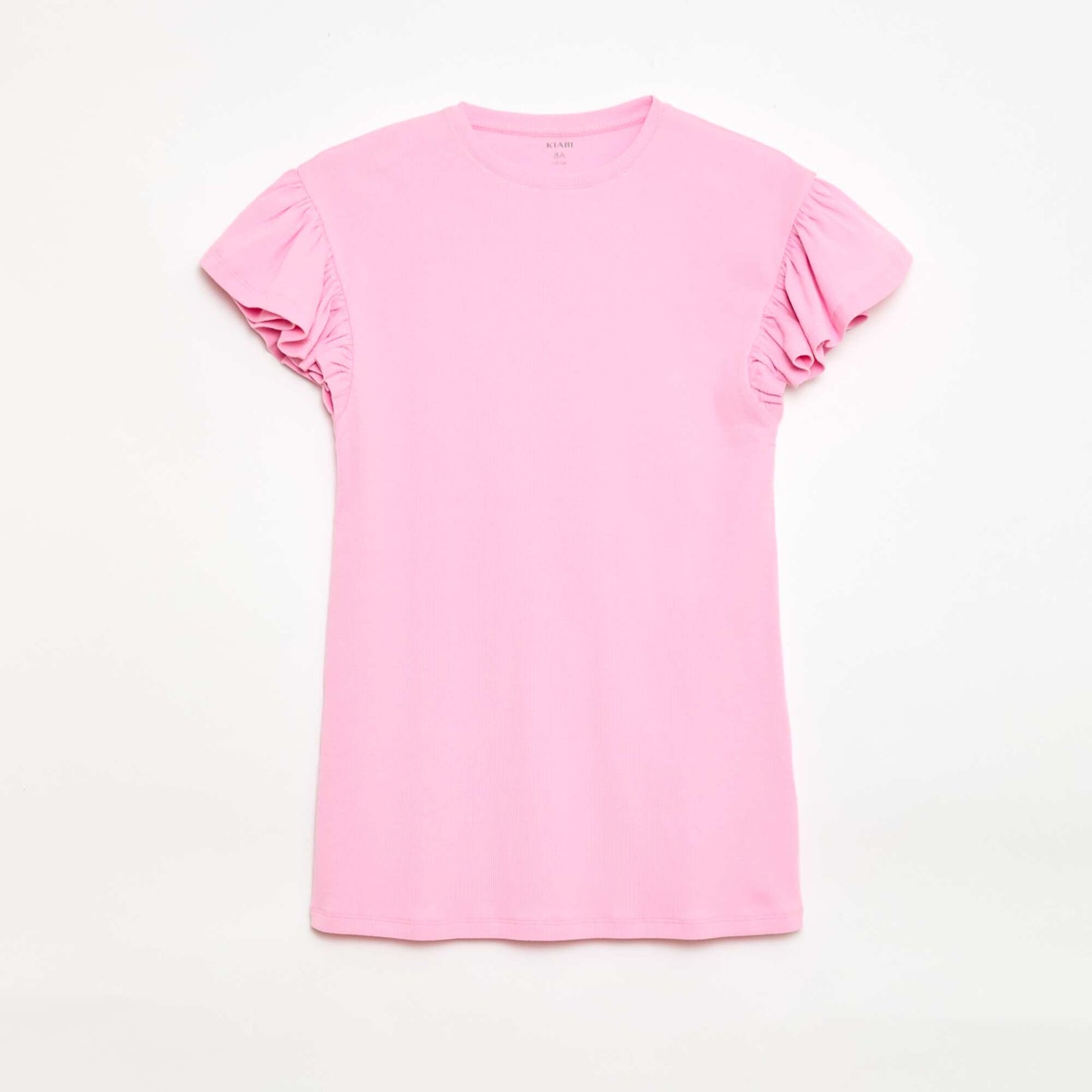 Robe droite à manches courtes en matière côtelée ROSE