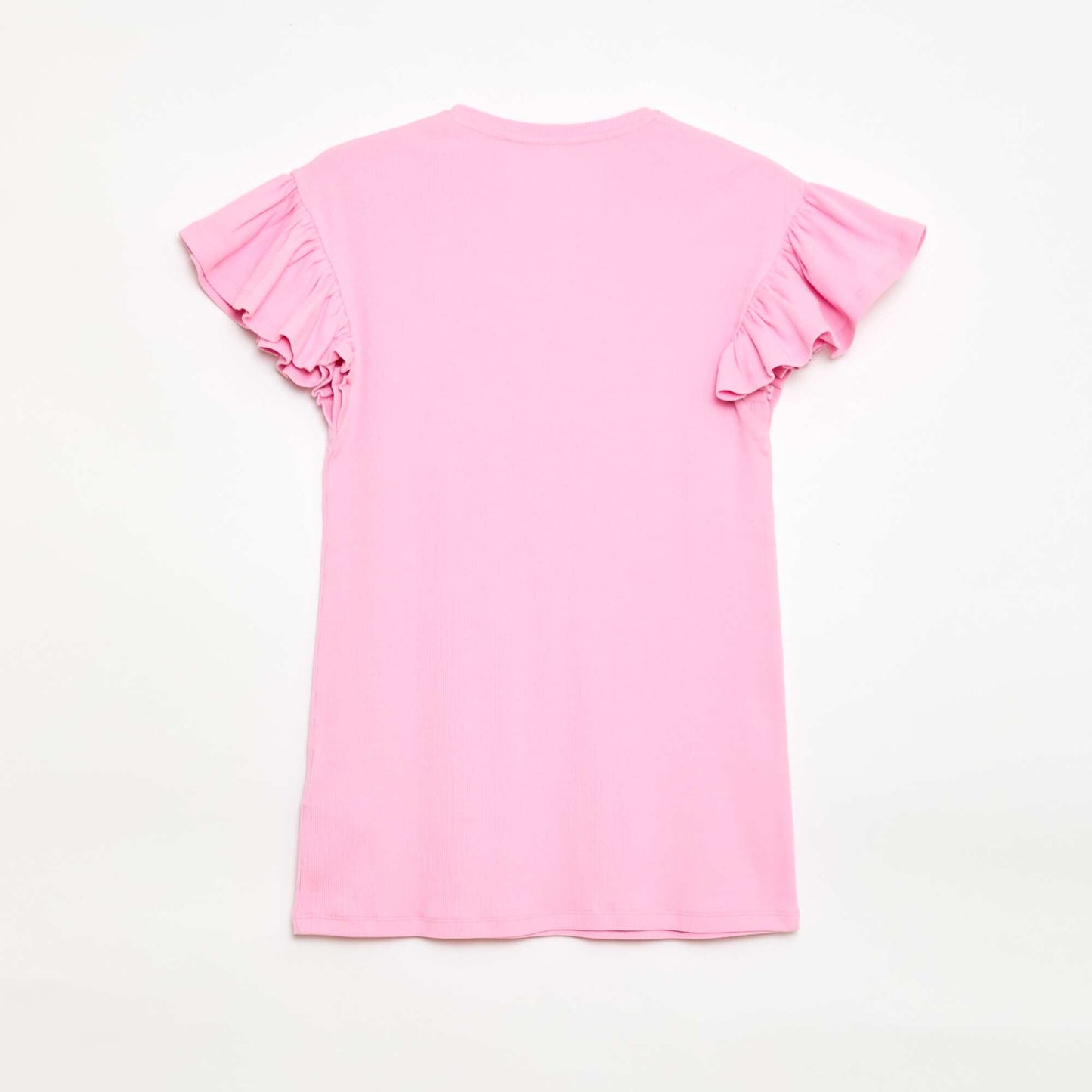 Robe droite à manches courtes en matière côtelée ROSE