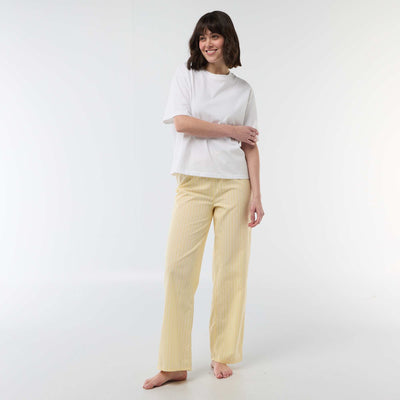 Pantalon de pyjama en popeline rayé JAUNE