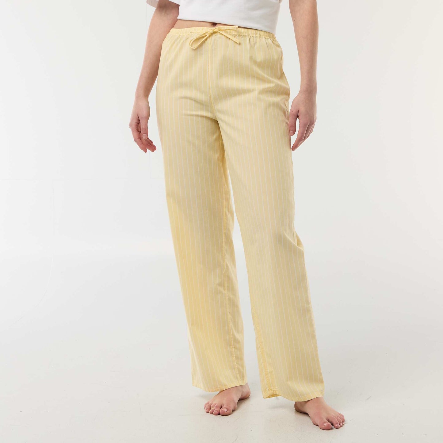 Pantalon de pyjama en popeline rayé JAUNE