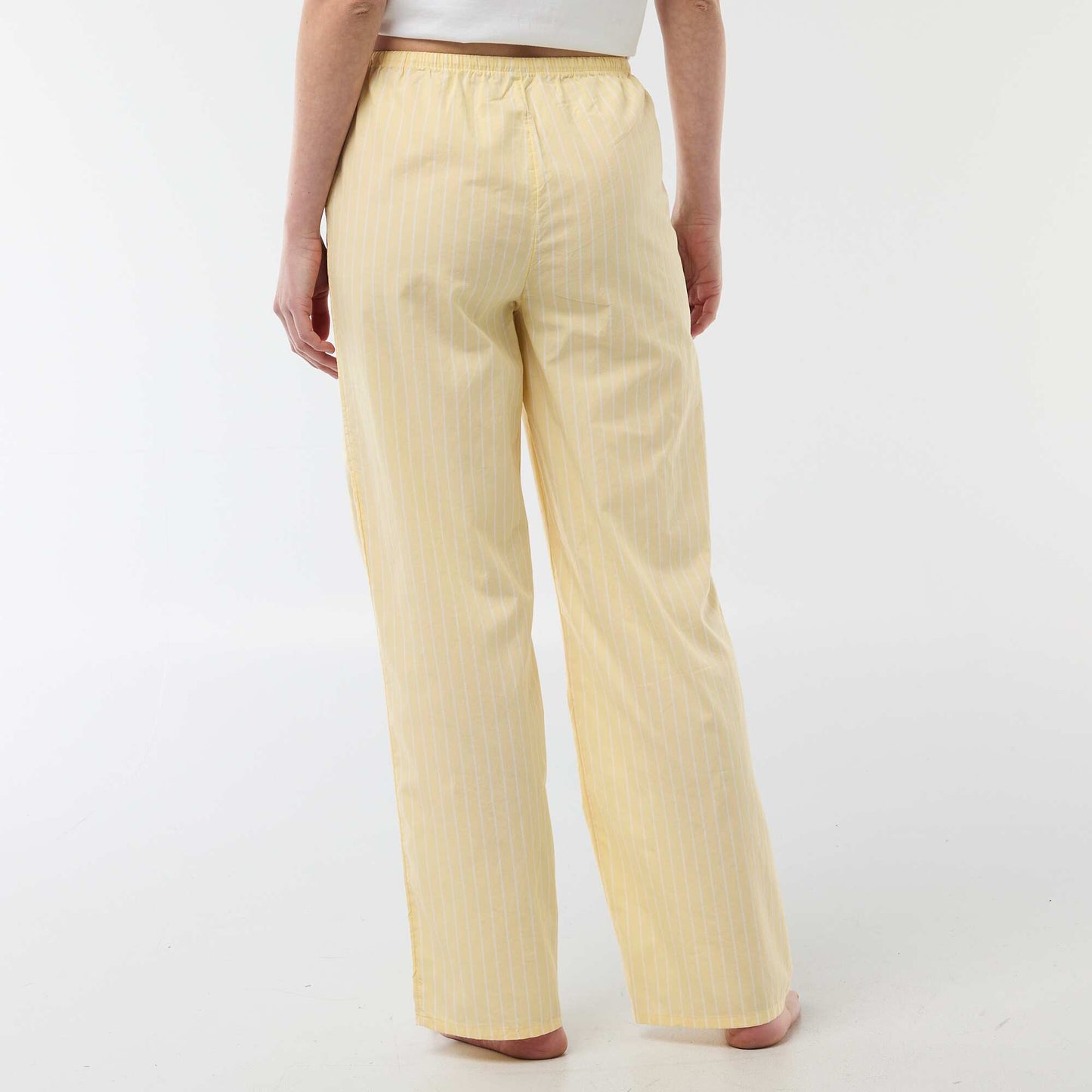 Pantalon de pyjama en popeline rayé JAUNE