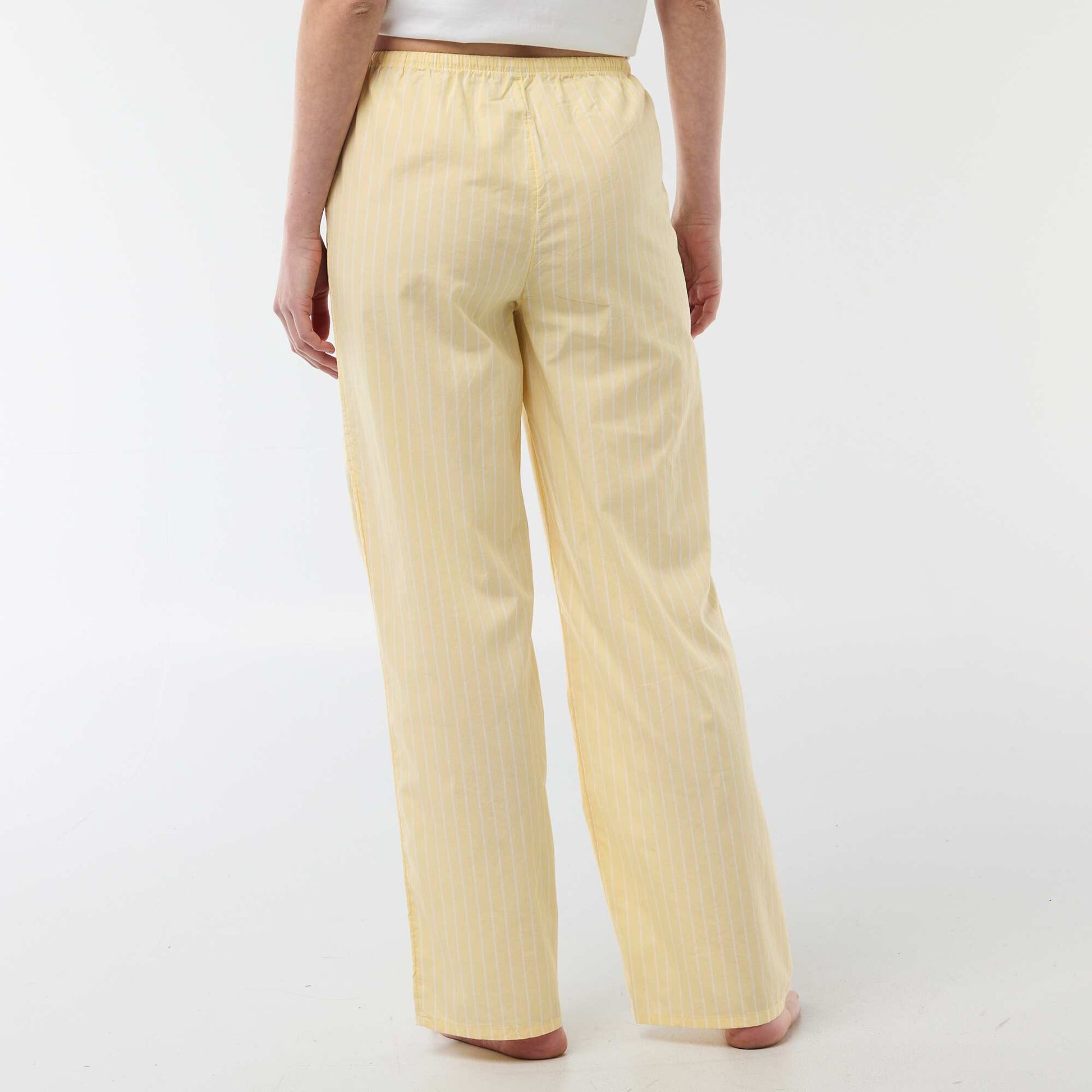 Pantalon de pyjama en popeline rayé JAUNE
