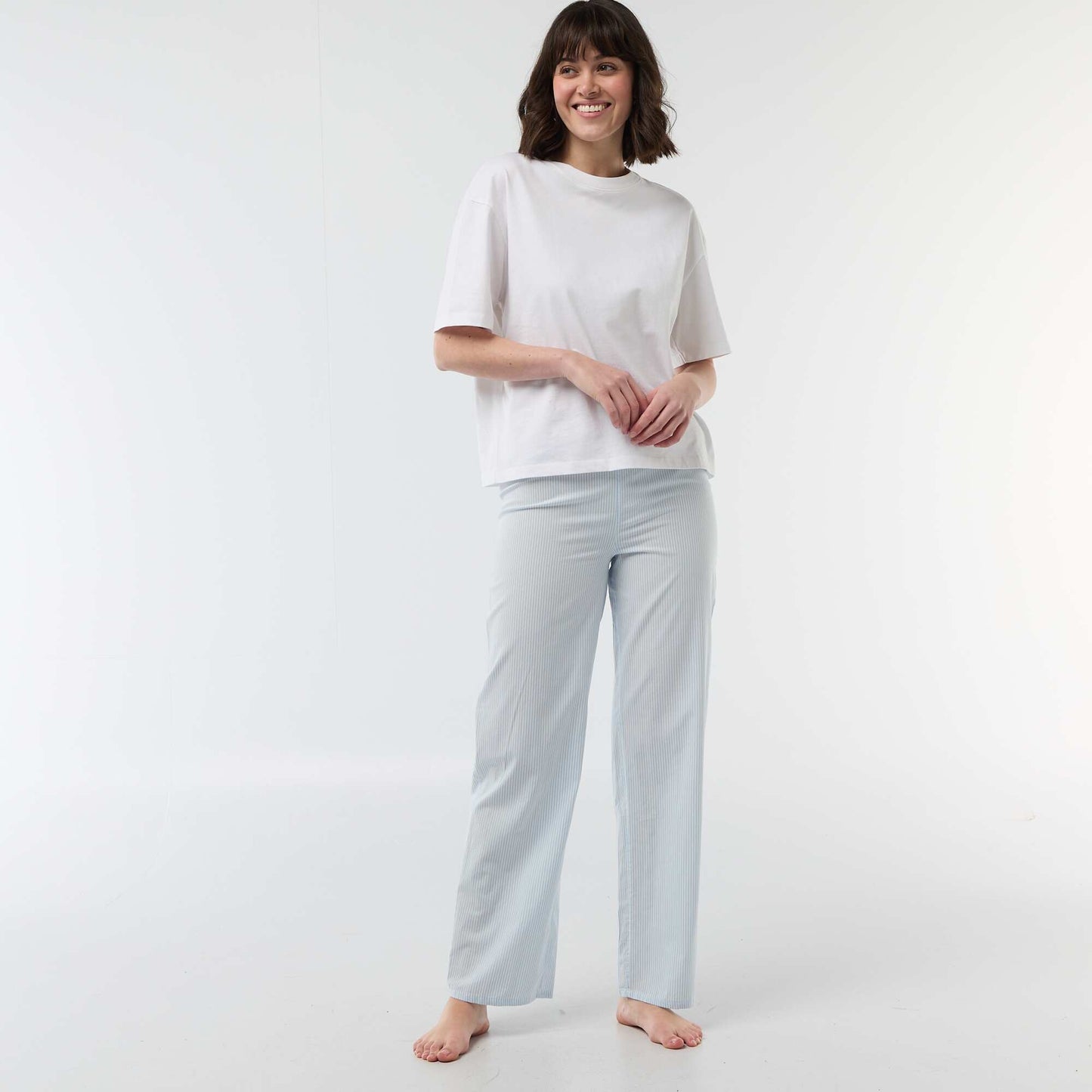 Pantalon de pyjama en popeline rayé BLEU