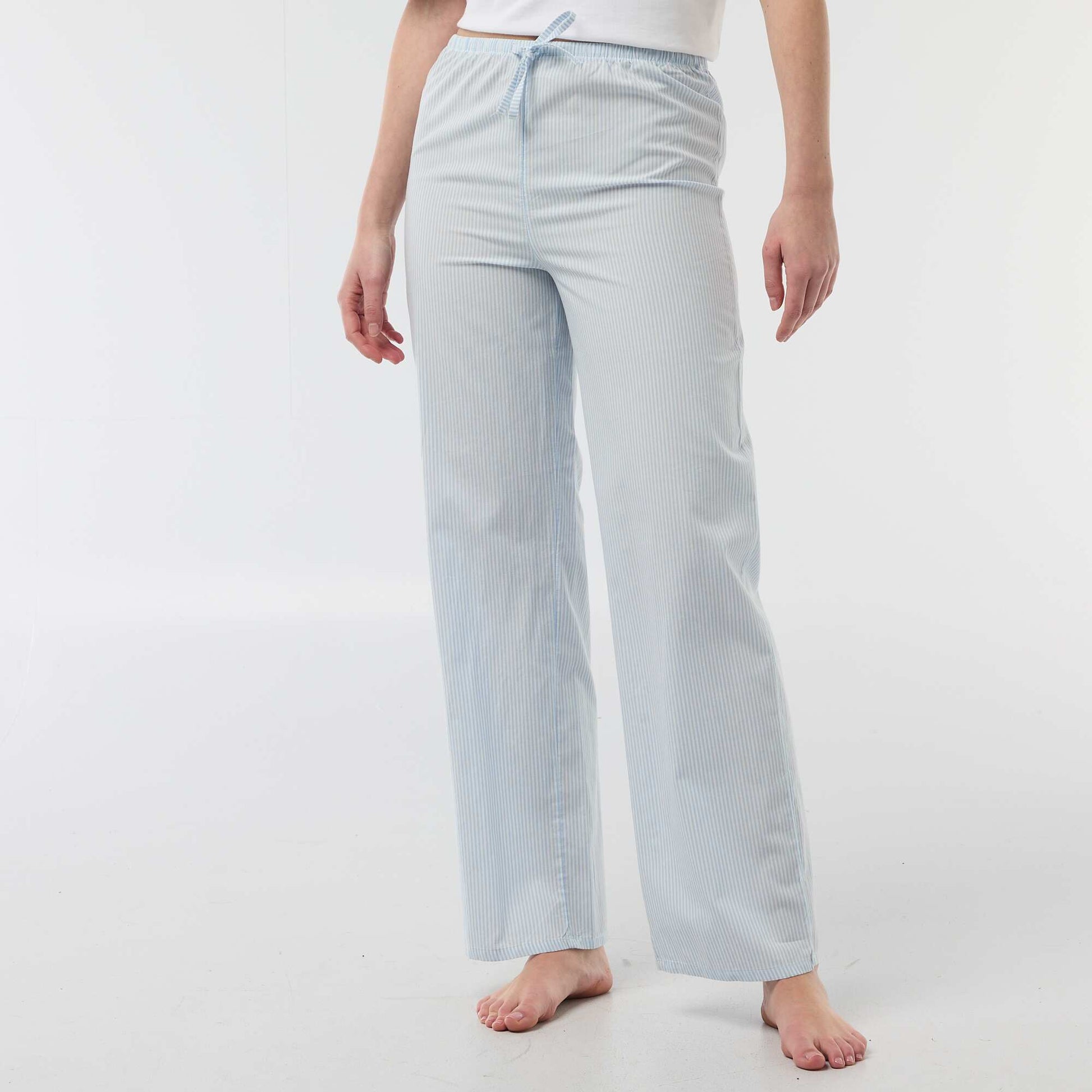Pantalon de pyjama en popeline rayé BLEU