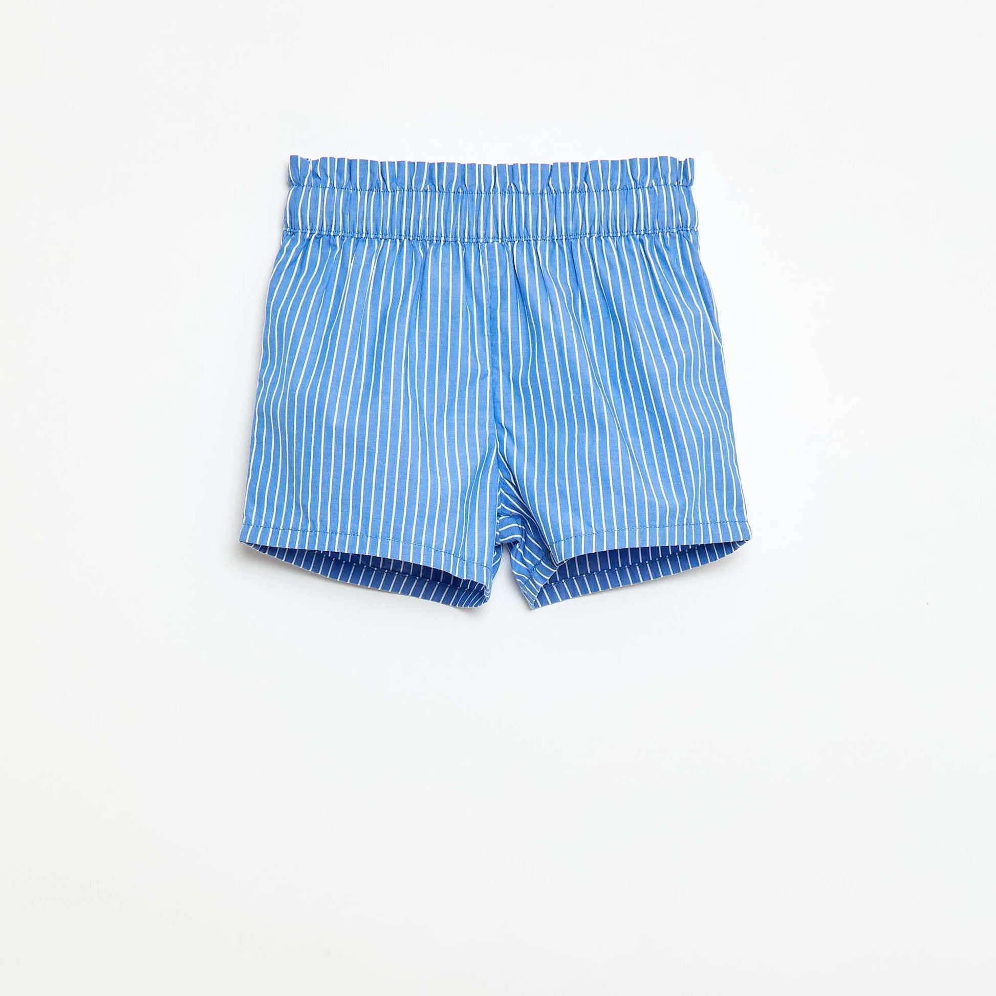 Short rayé en popeline de coton BLEU