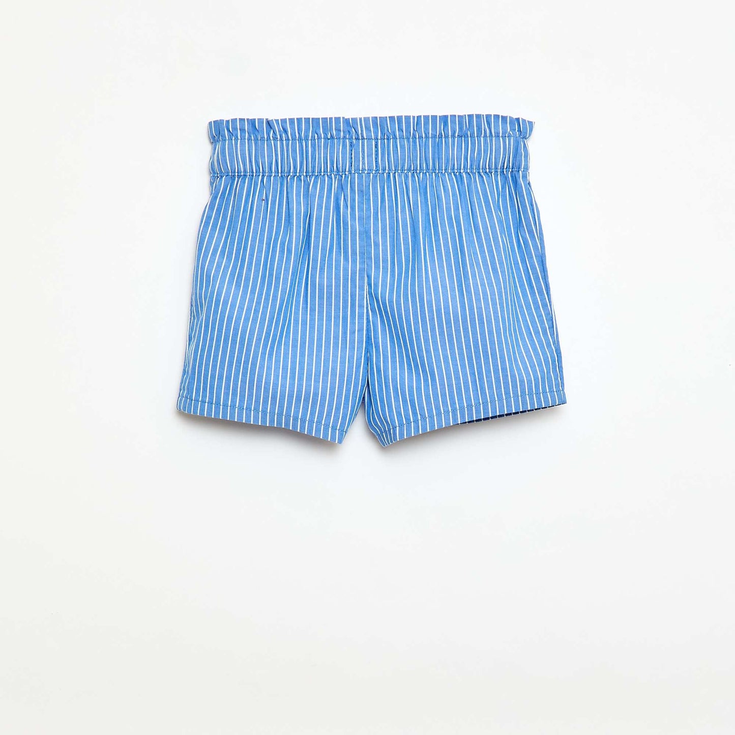 Short rayé en popeline de coton BLEU