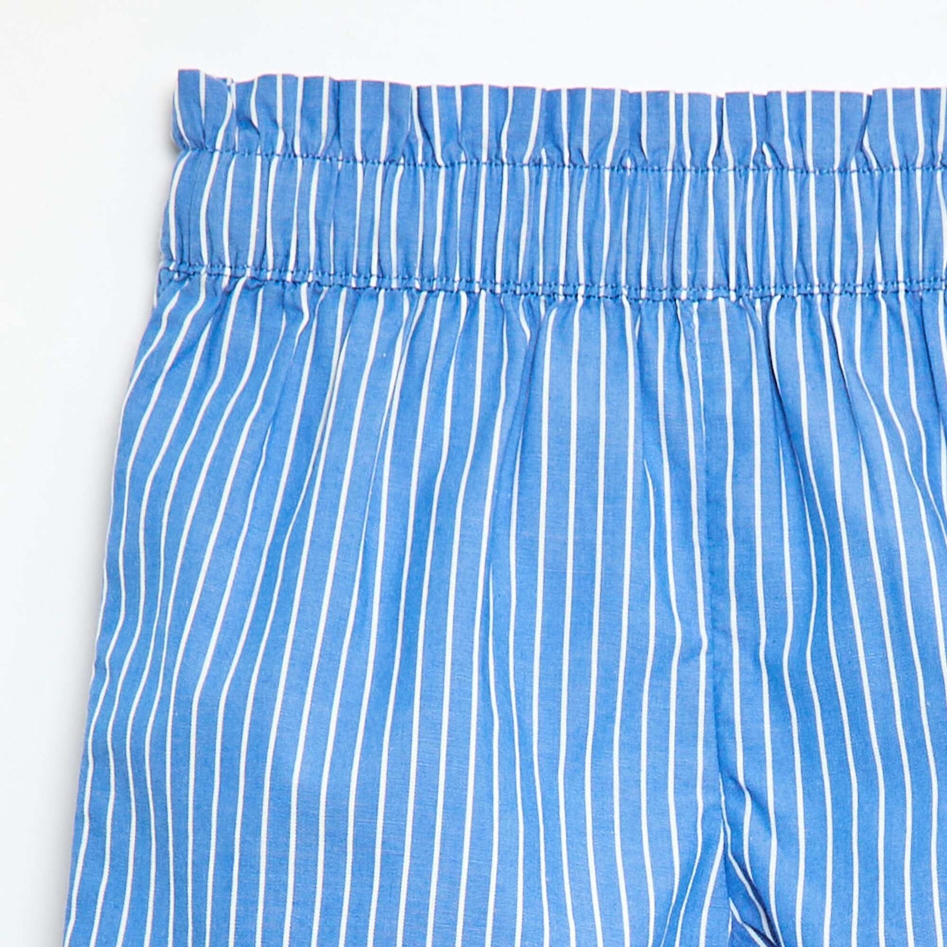 Short rayé en popeline de coton BLEU