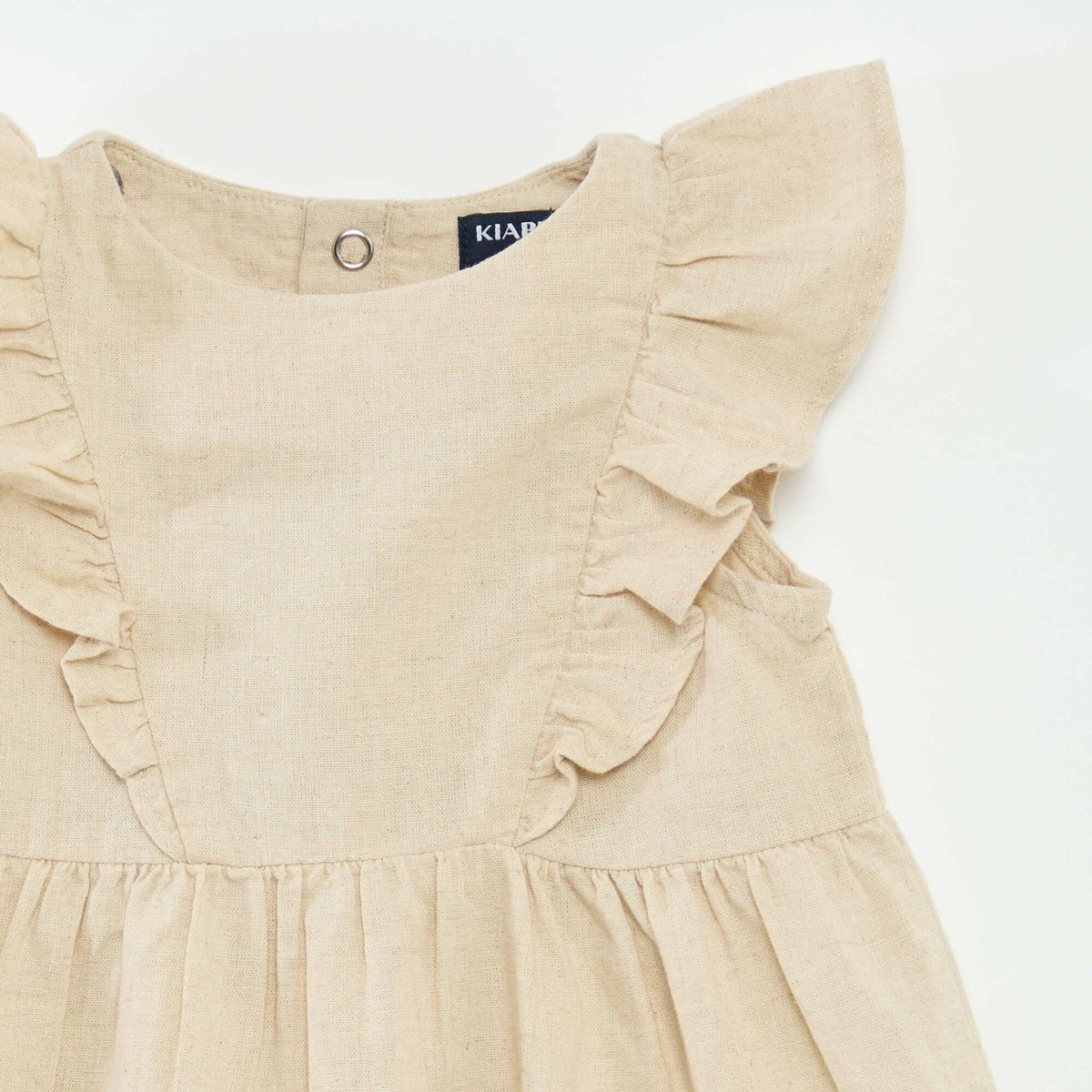 Robe légère sans manches avec plastron volantée BLANC