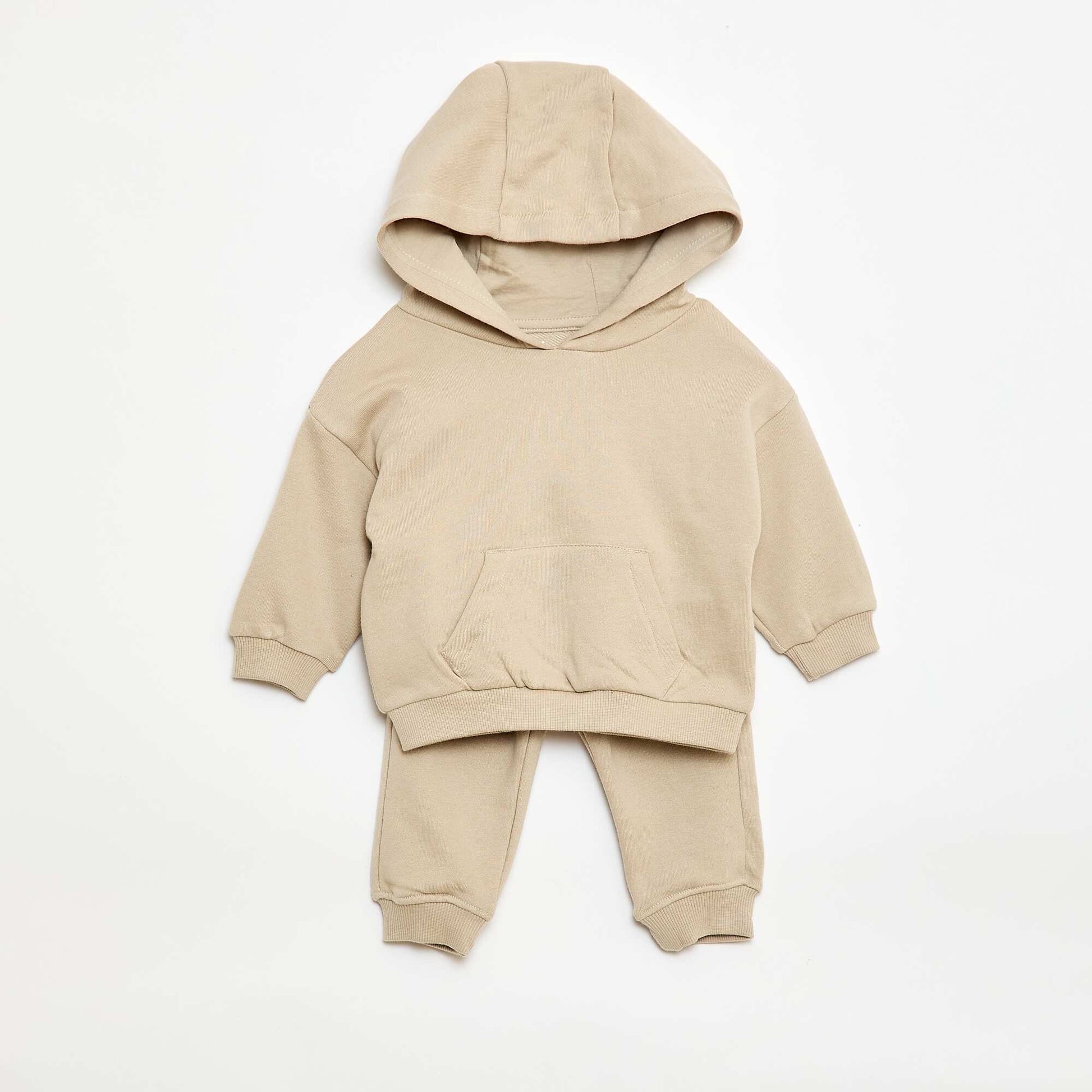 Ensemble sweat à capuche + jogging monochrome - 2 pièces BEIGE