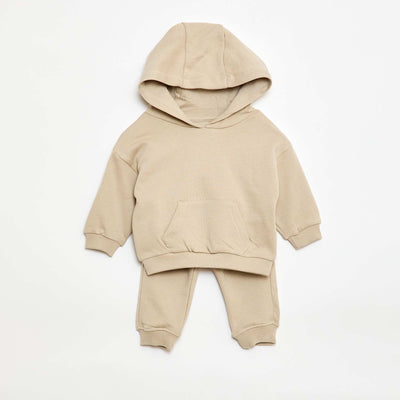 Ensemble sweat à capuche + jogging monochrome - 2 pièces BEIGE
