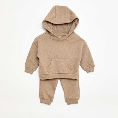 Ensemble sweat à capuche + jogging monochrome - 2 pièces BEIGE