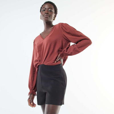 Short taille haute uni NOIR