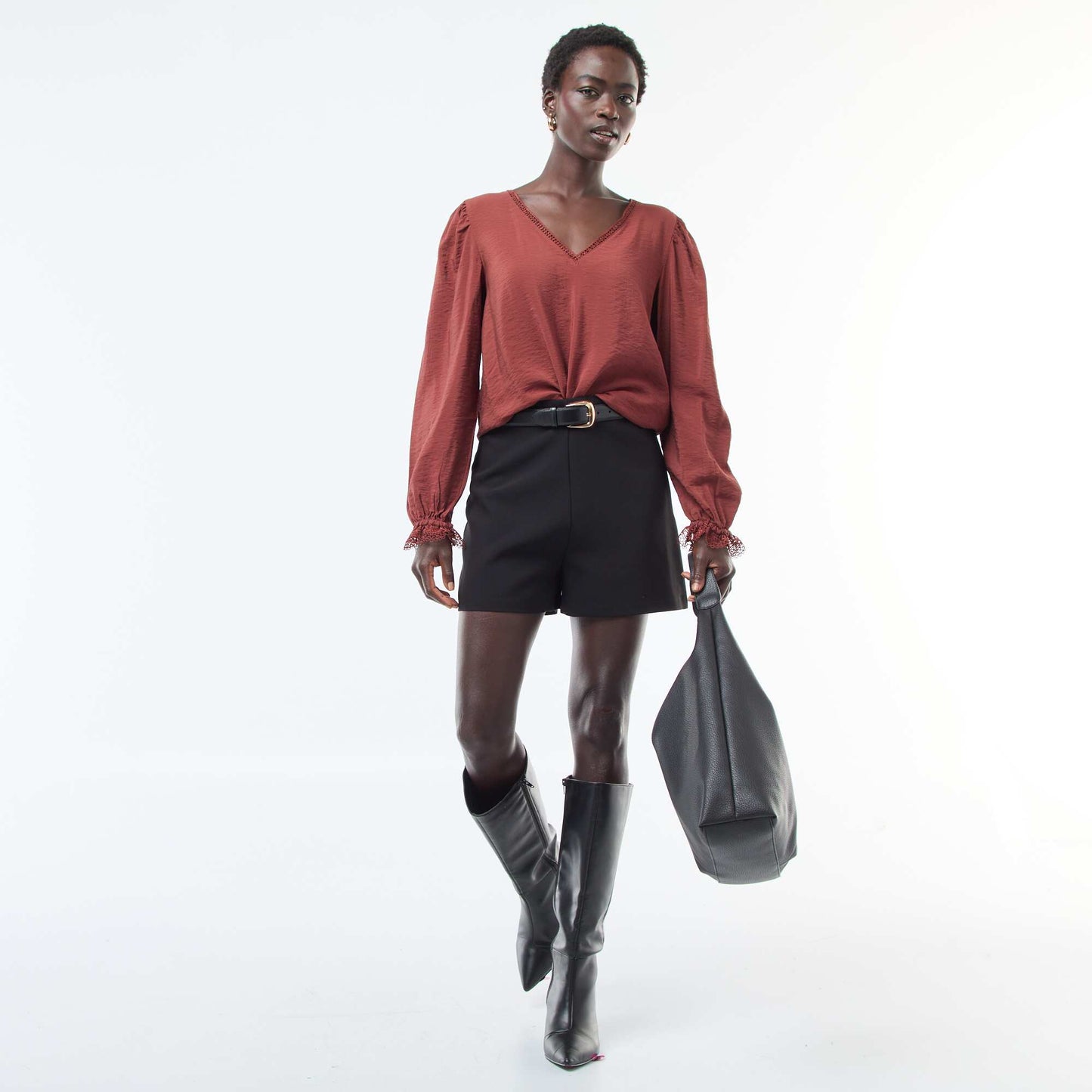 Short taille haute uni NOIR