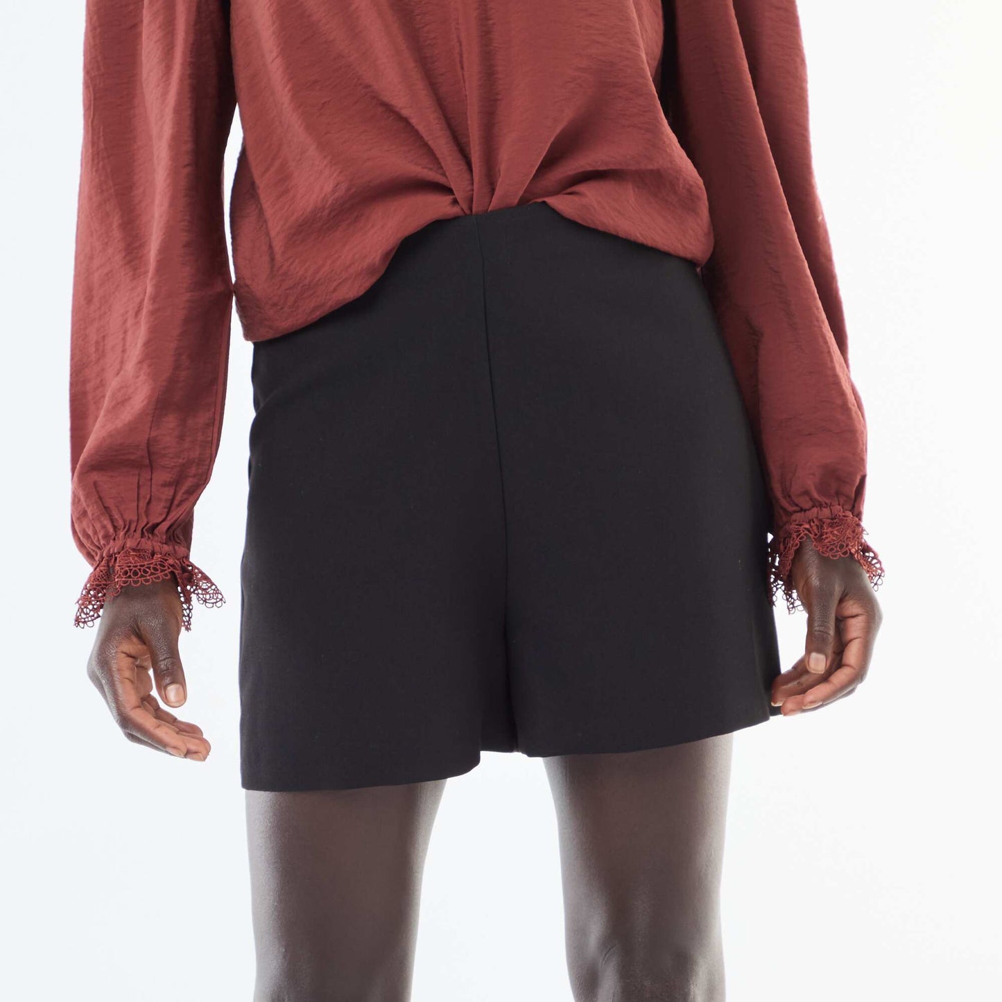 Short taille haute uni NOIR