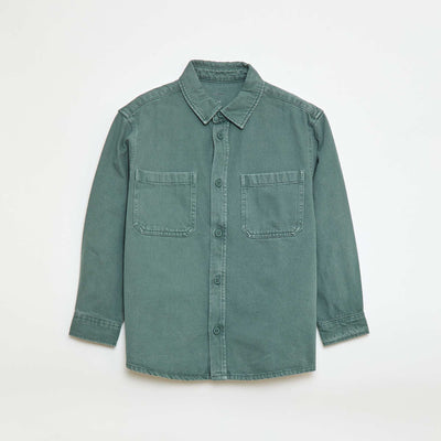 Chemise en twill avec 2 poches plaquées sur la poitrine VERT