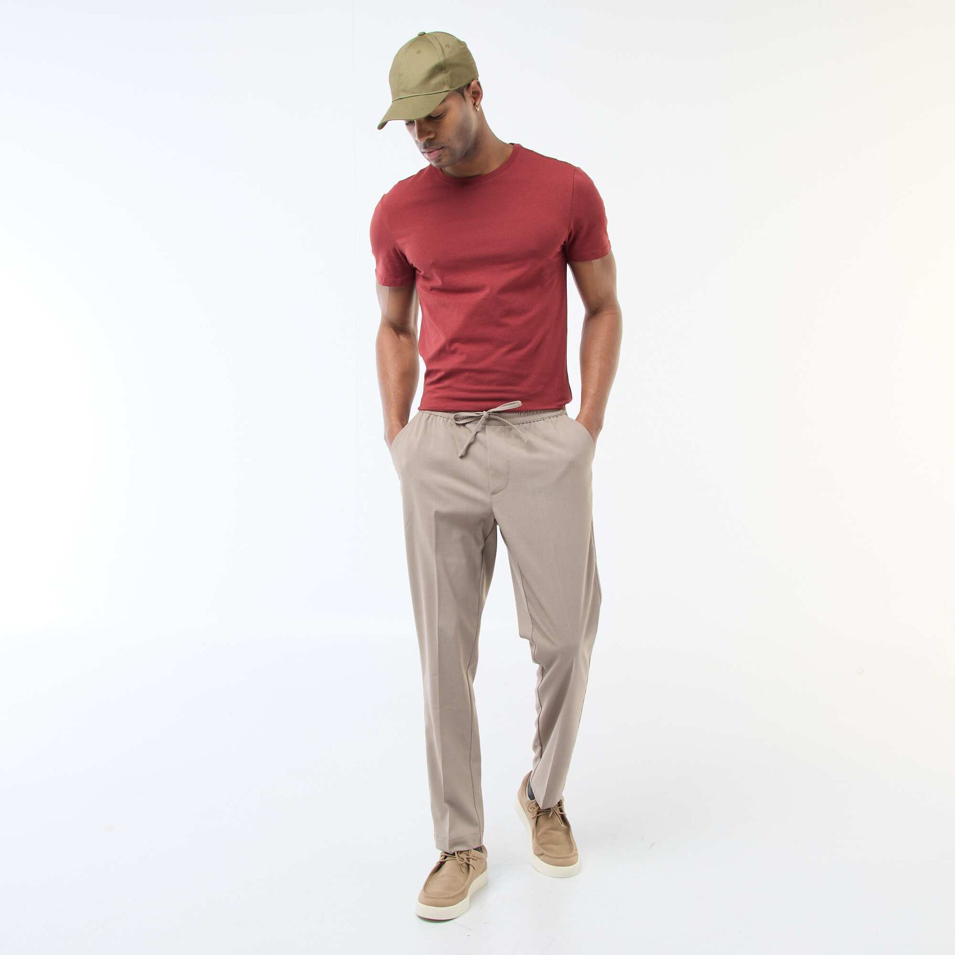 Pantalon esprit 'jogger' uni BEIGE