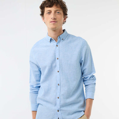 Chemise en lin mélangé BLEU CIEL