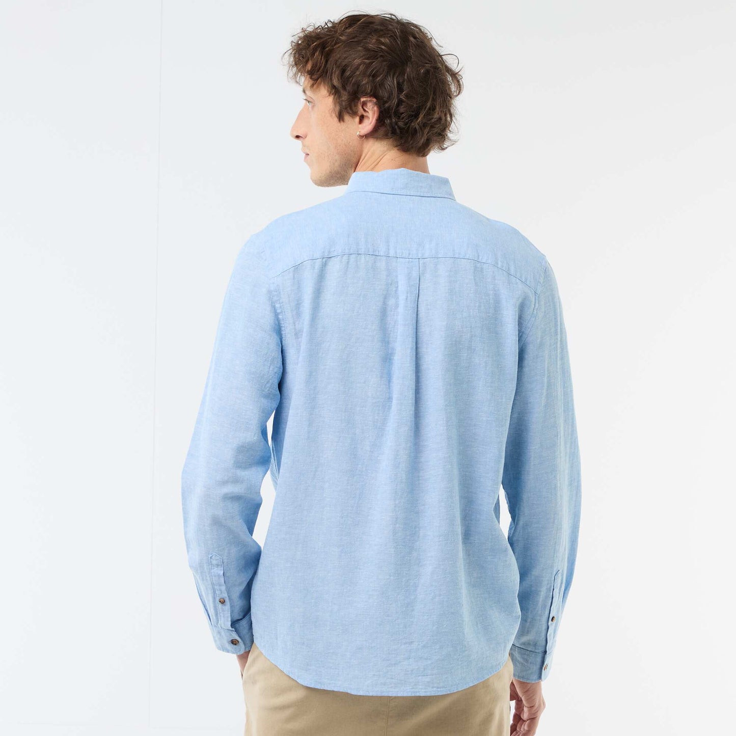 Chemise en lin mélangé BLEU CIEL