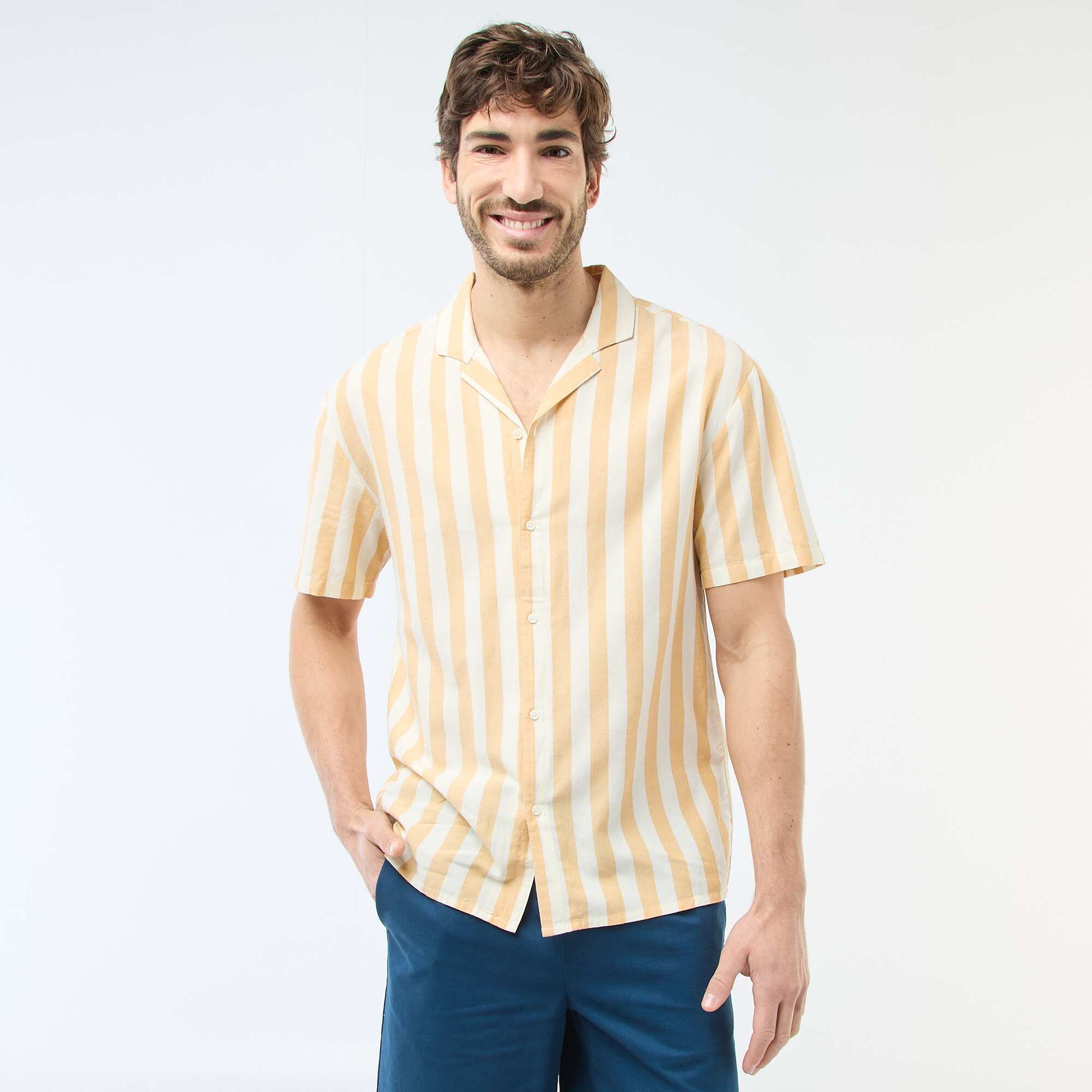 Chemise légère à rayures JAUNE