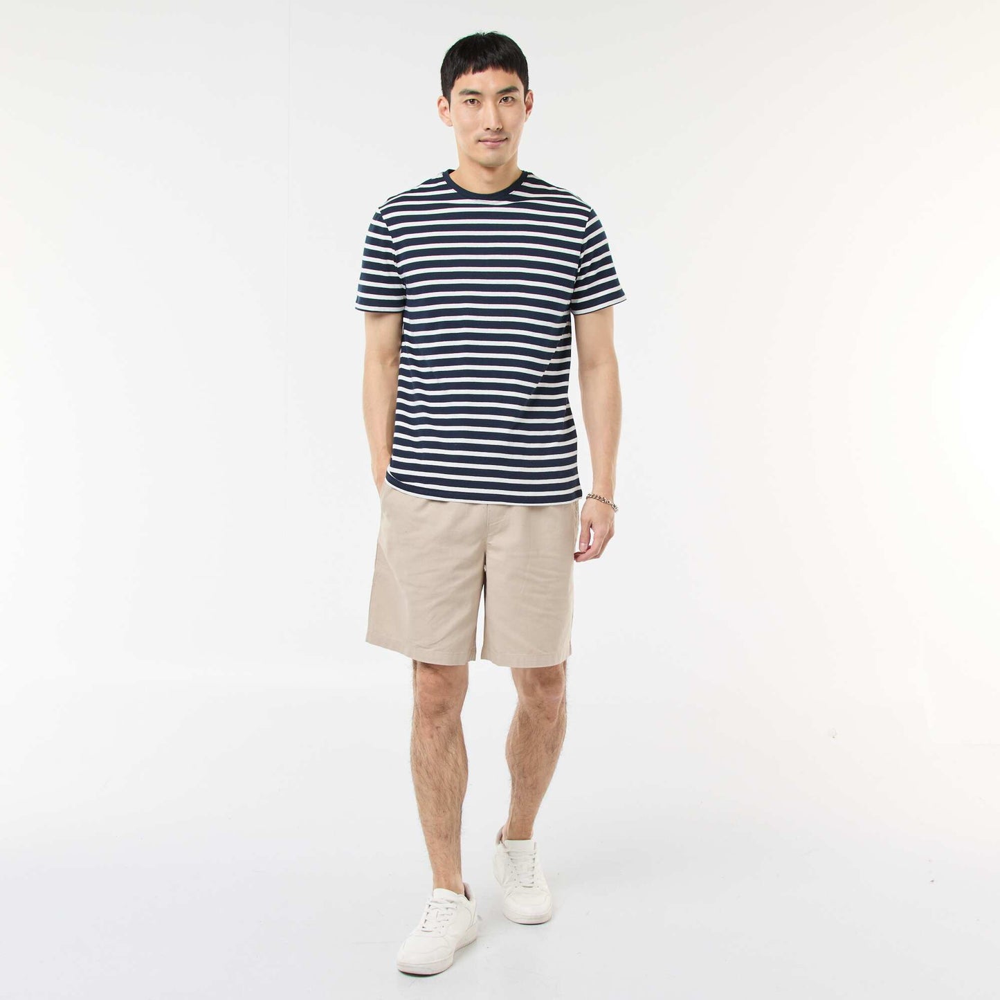 Bermuda uni en coton et lin BEIGE
