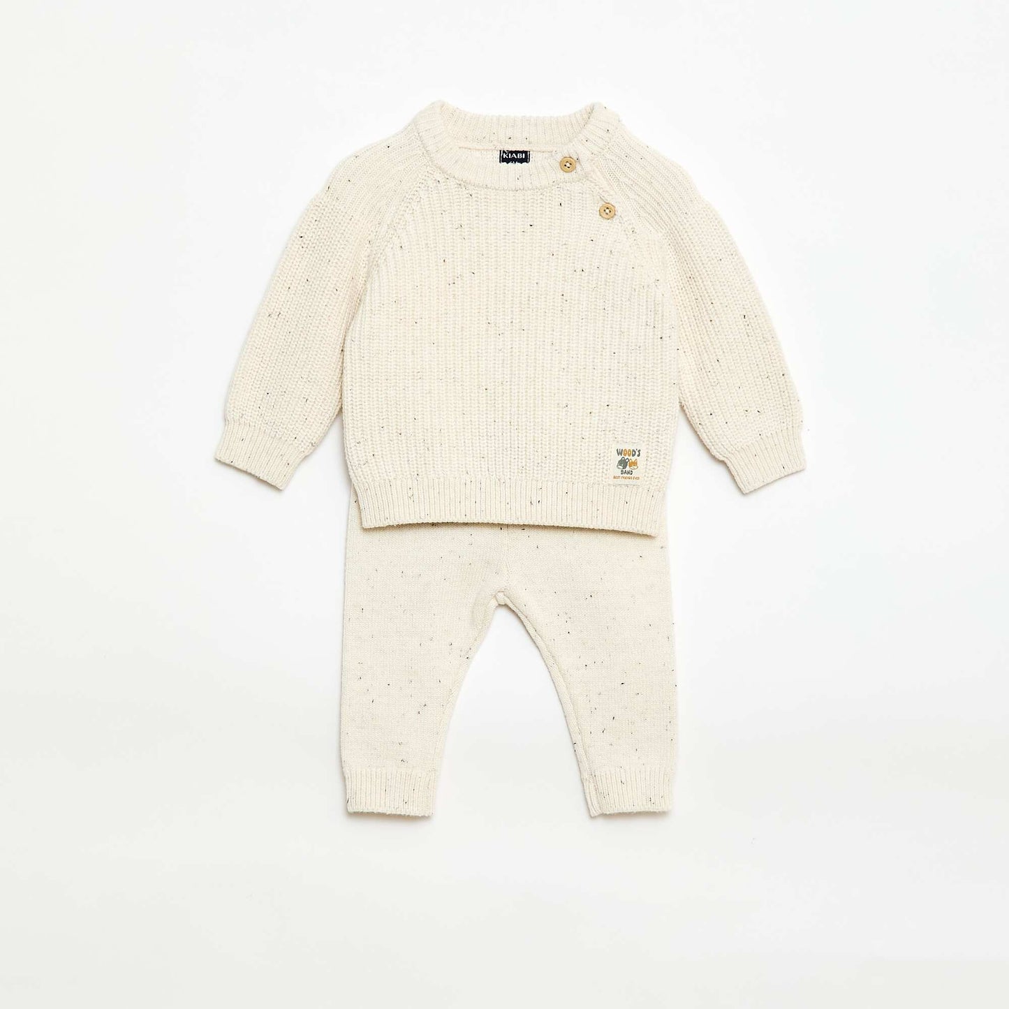 Ensemble 2 pièces en maille moulinée BLANC