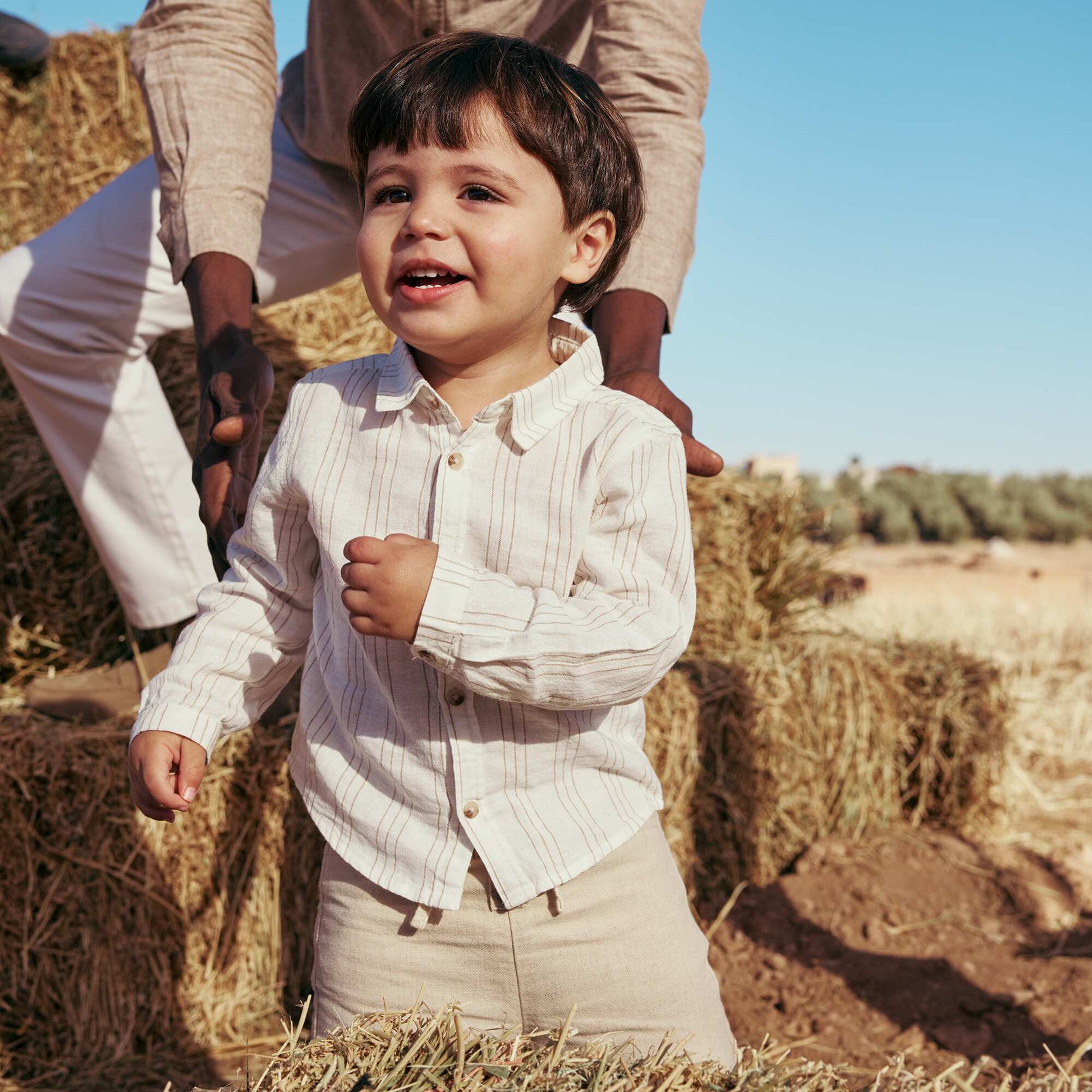 Chemise rayée en lin et coton BLANC