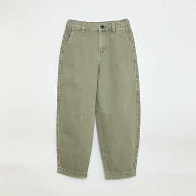 Pantalon denim / jean coupe ballon large VERT
