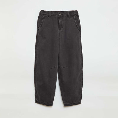 Pantalon denim / jean coupe ballon large NOIR