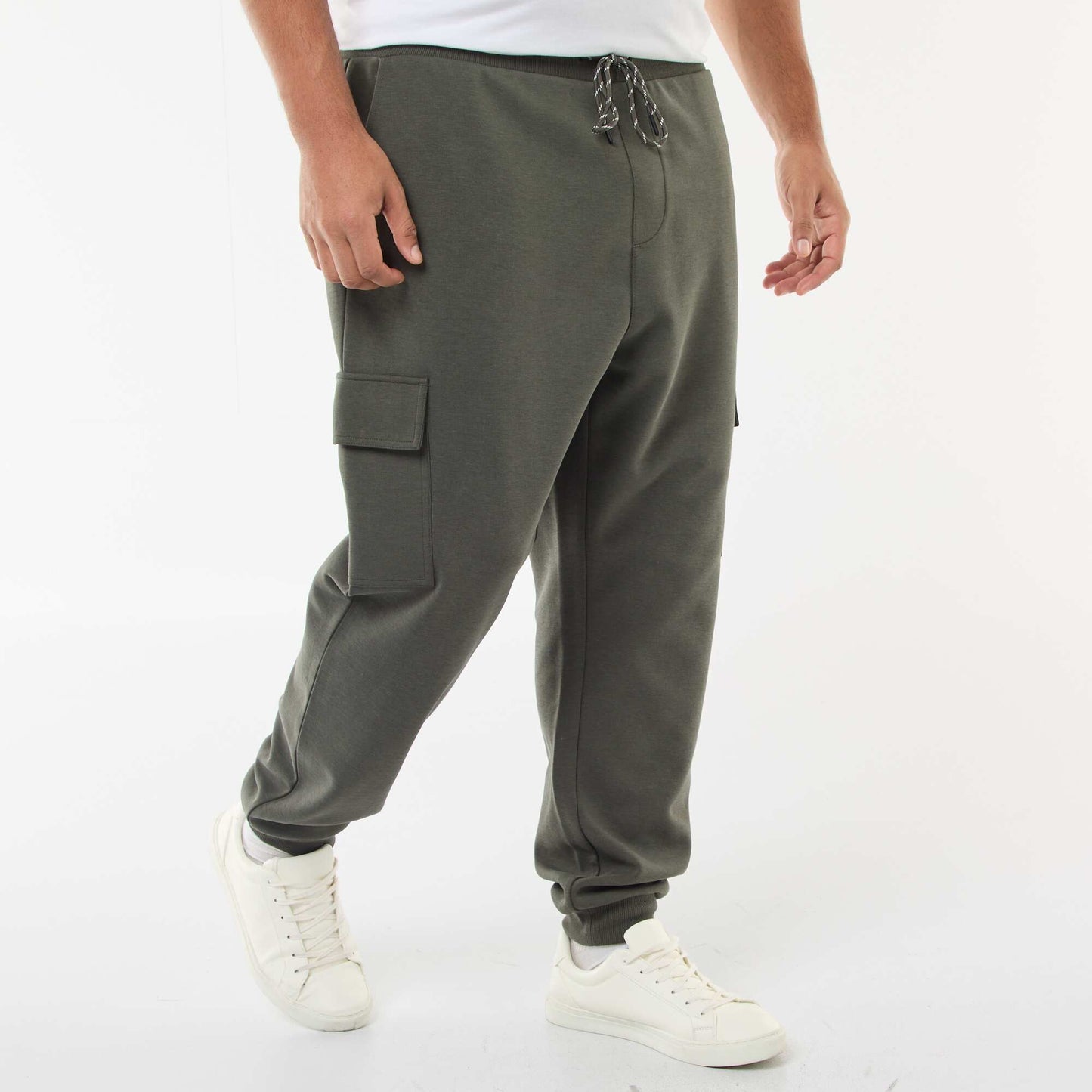 Pantalon bas resserré en coton uni KAKI