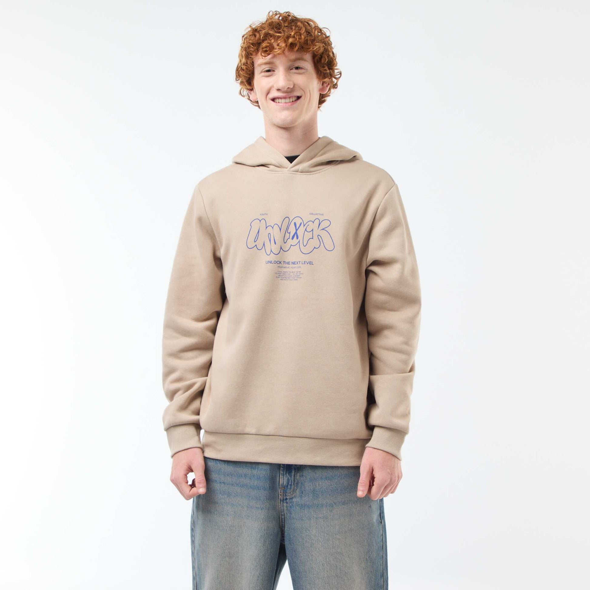 Sweat en molleton à imprimé BEIGE