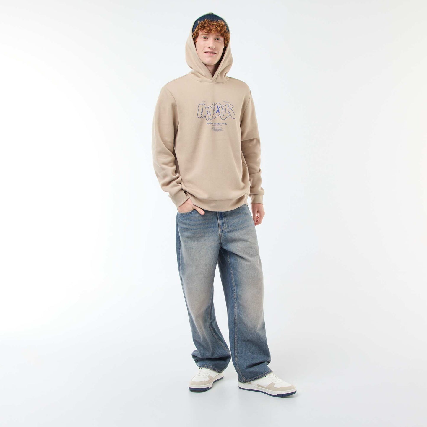 Sweat en molleton à imprimé BEIGE