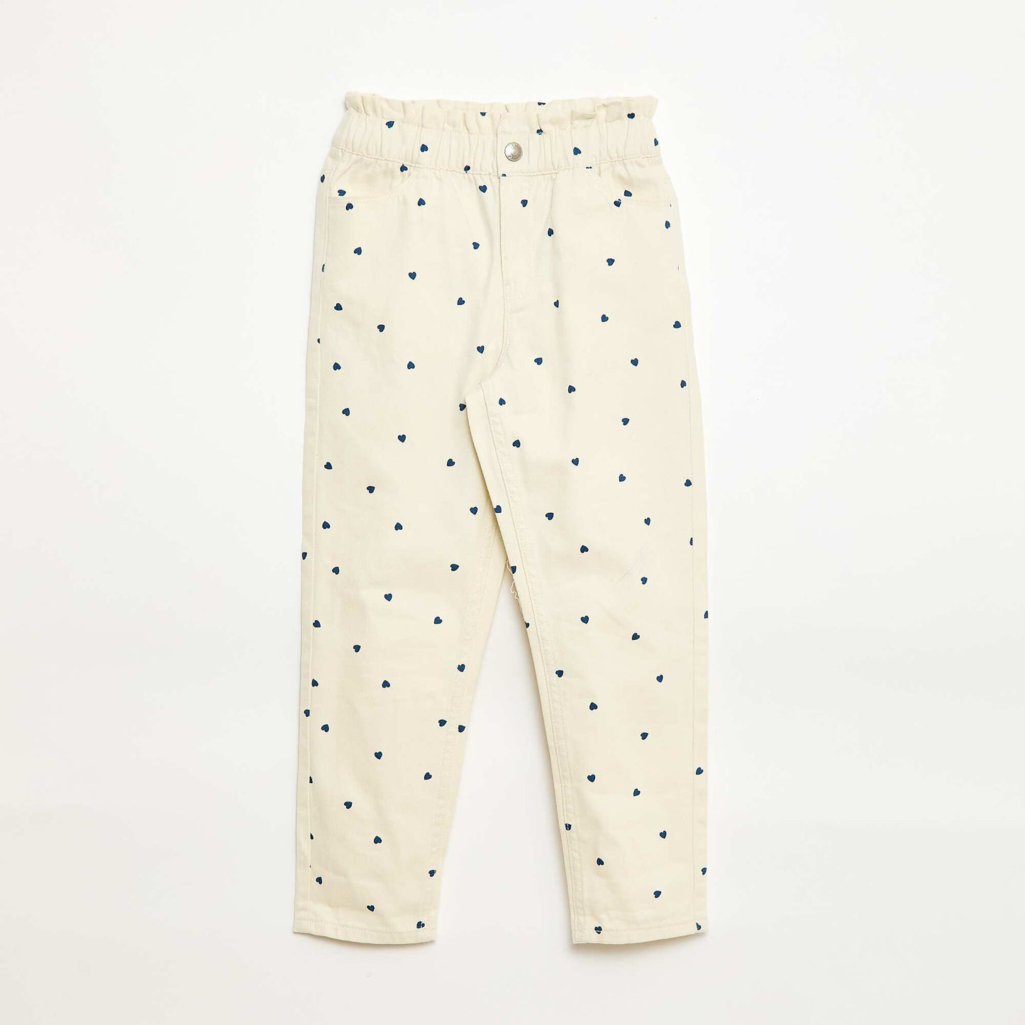 Pantalon en denim coupe mom à motif BLANC