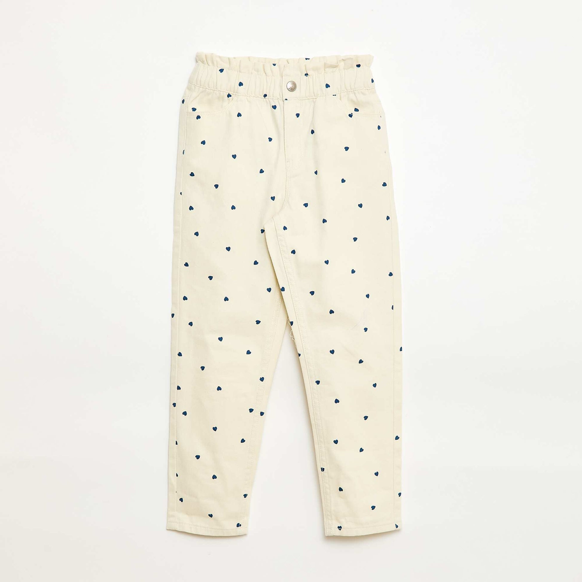Pantalon en denim coupe mom à motif BLANC