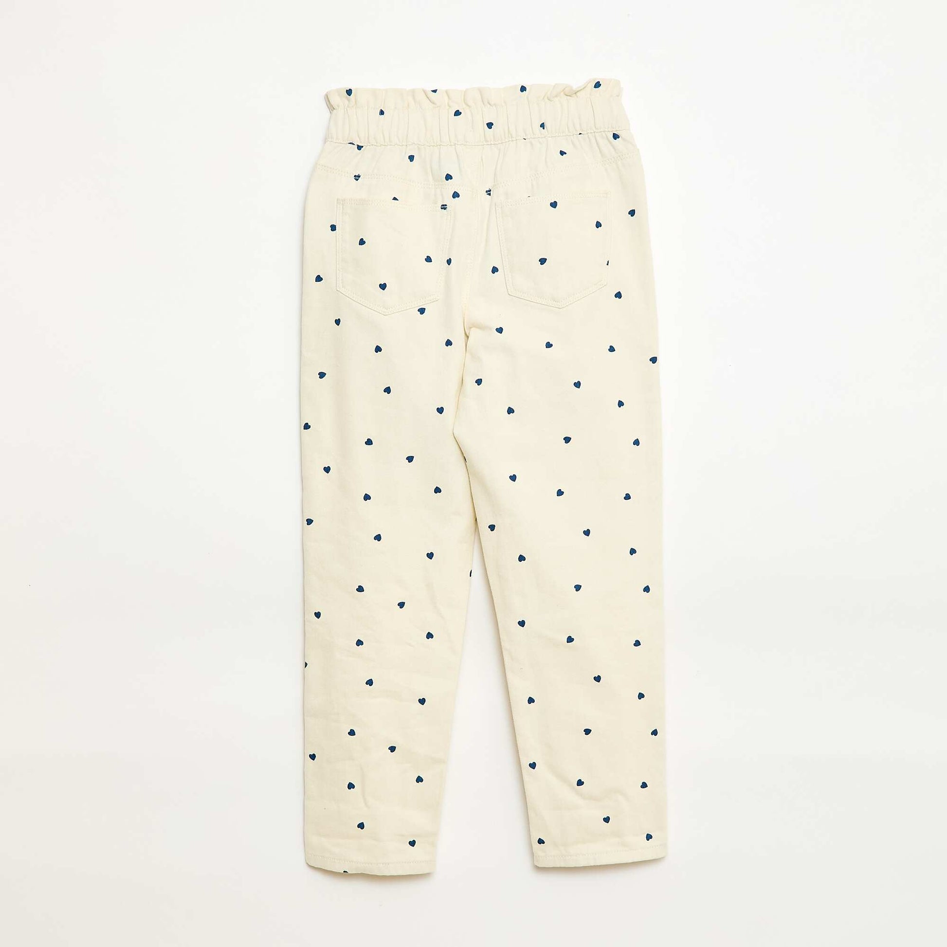 Pantalon en denim coupe mom à motif BLANC