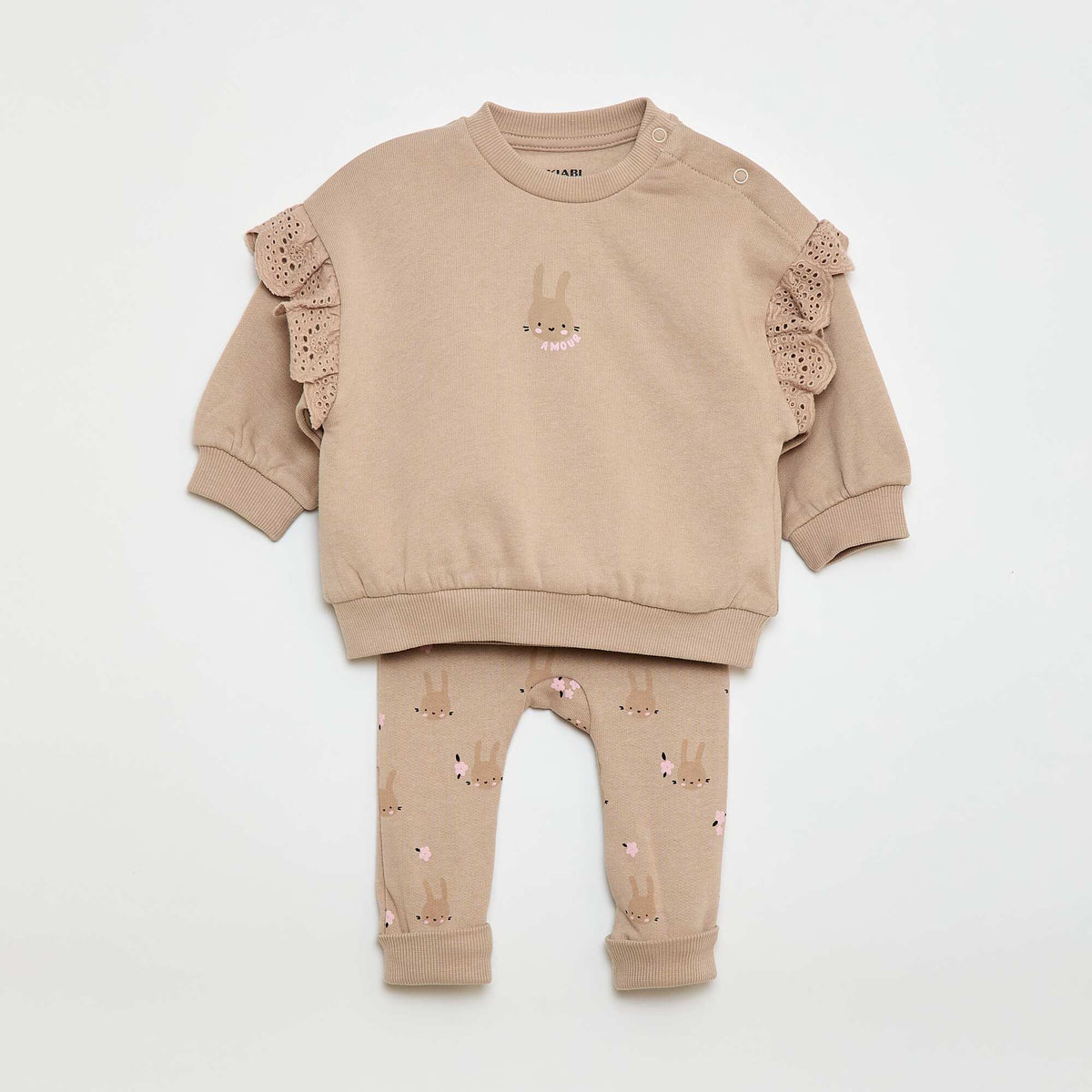Ensemble de jogging sweat volanté + pantalon - 2 pièces BEIGE
