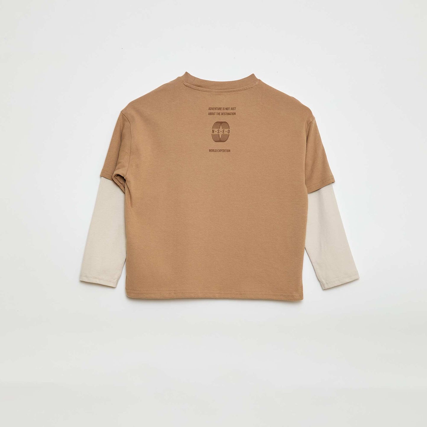 T-shirt effet 2-en-1 à manches longues BEIGE