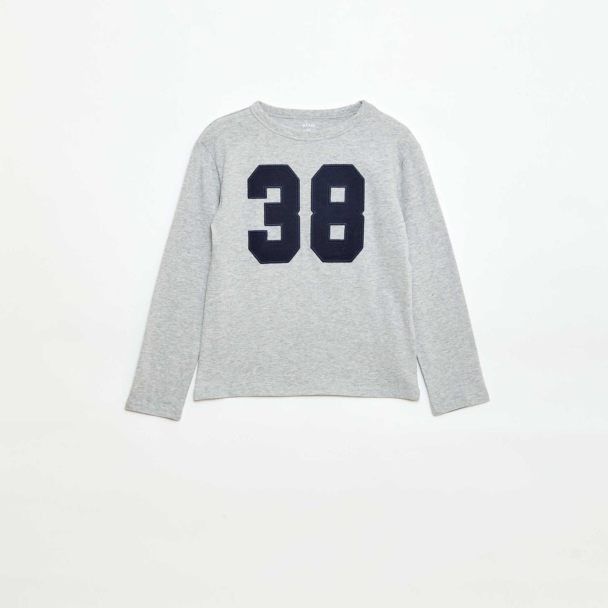 T-shirt imprimé fantaisie à manches longues GRIS