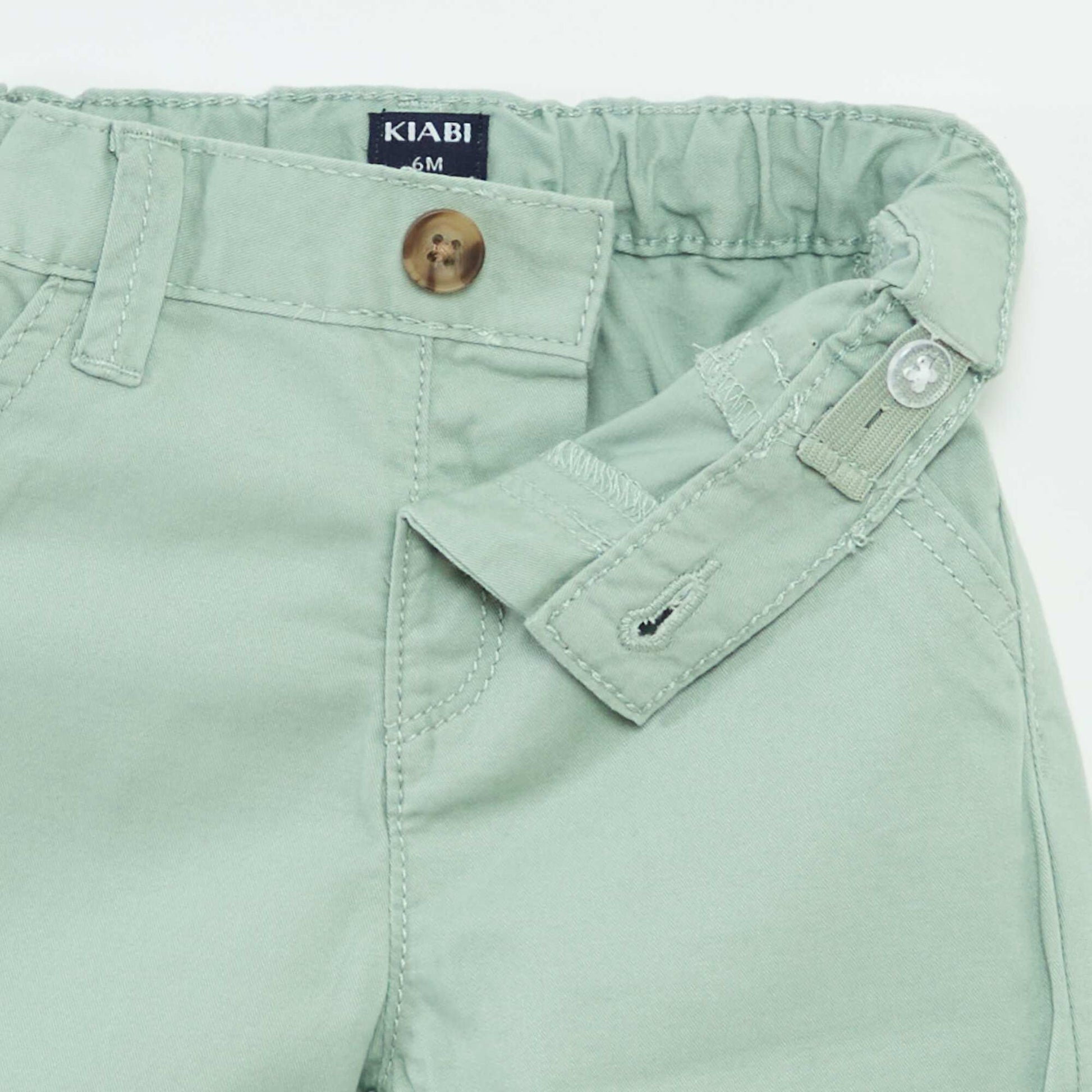 Short chino uni en twill VERT