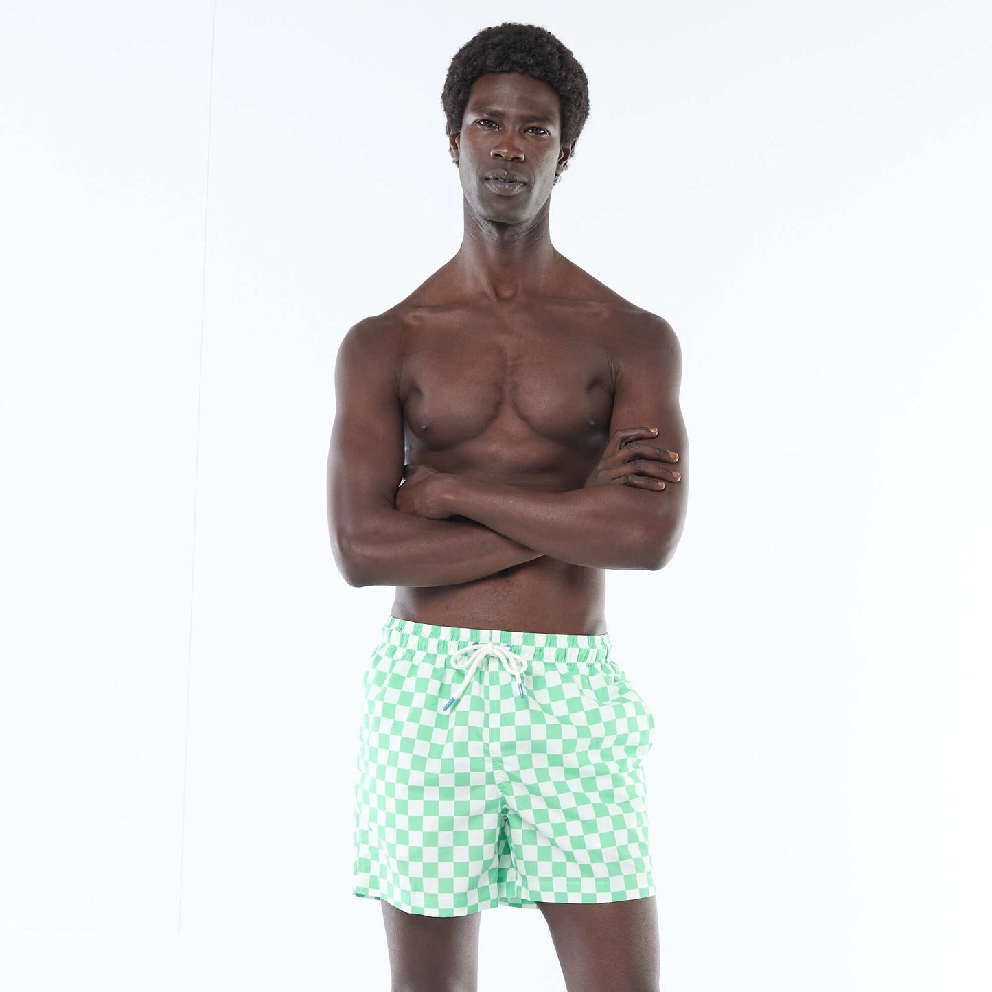 Short de bain à carreaux VERT