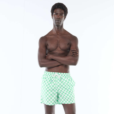 Short de bain à carreaux VERT
