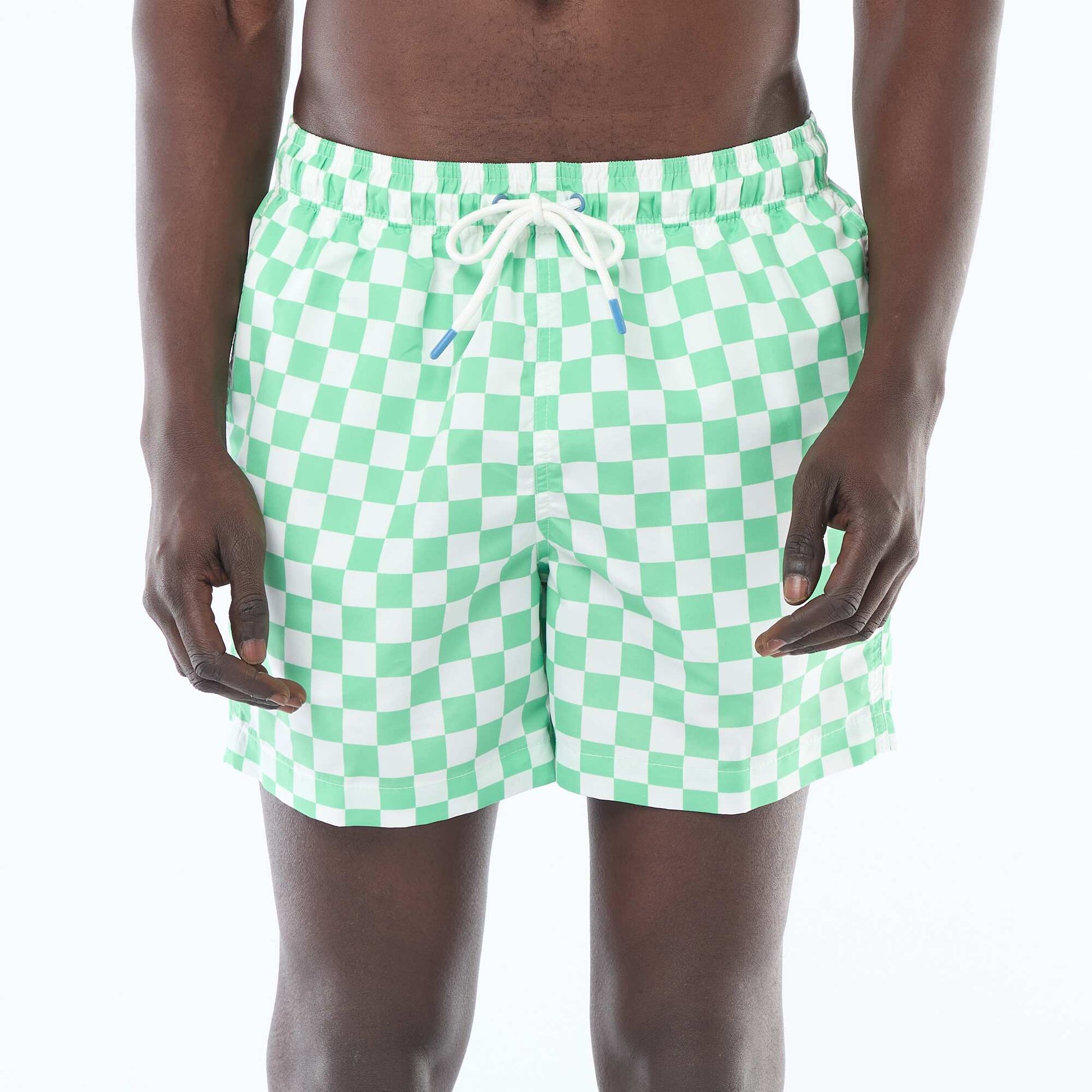 Short de bain à carreaux VERT