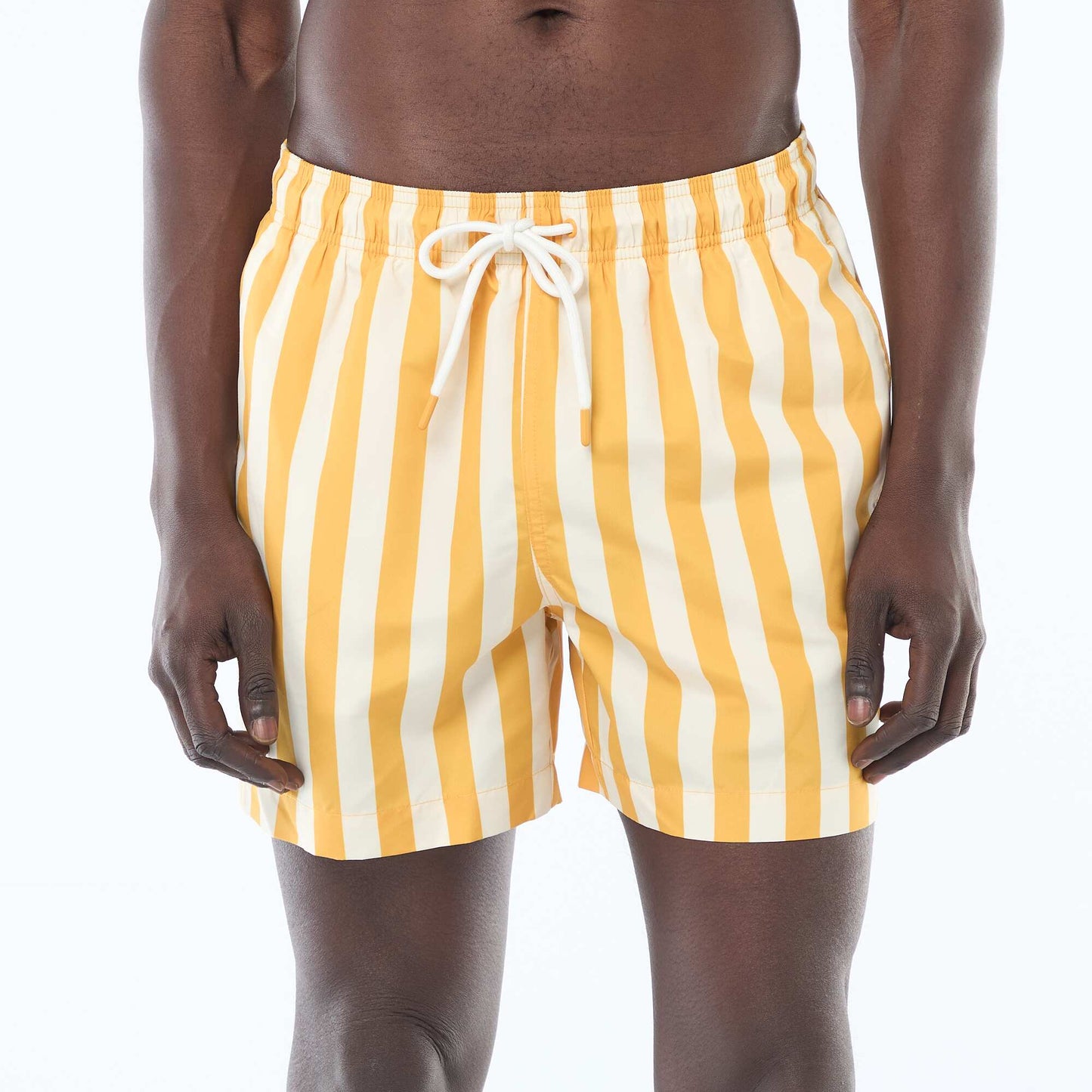 Short de bain imprimé rayé JAUNE