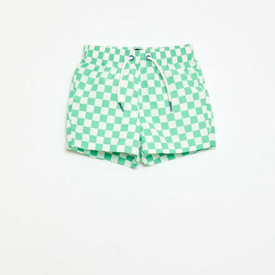 Short de bain à carreaux VERT