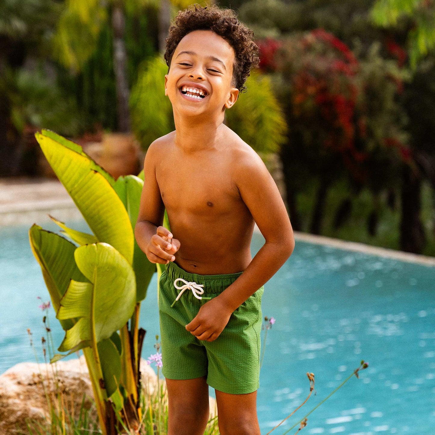 Short de bain uni VERT