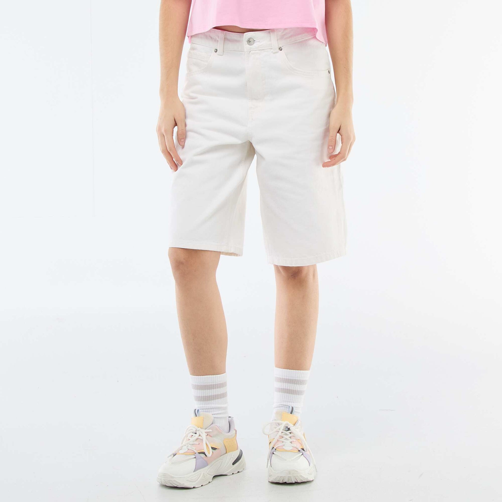 Short en jean 5 poches BLANC