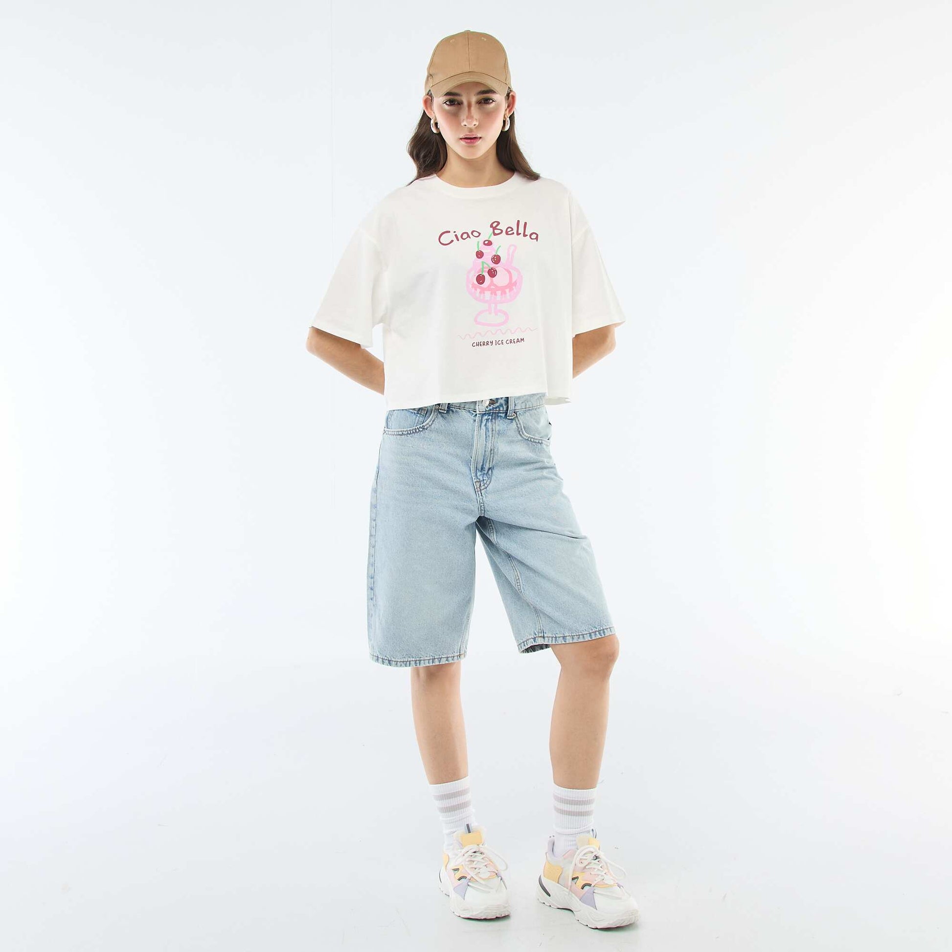 Short en jean 5 poches BLEU