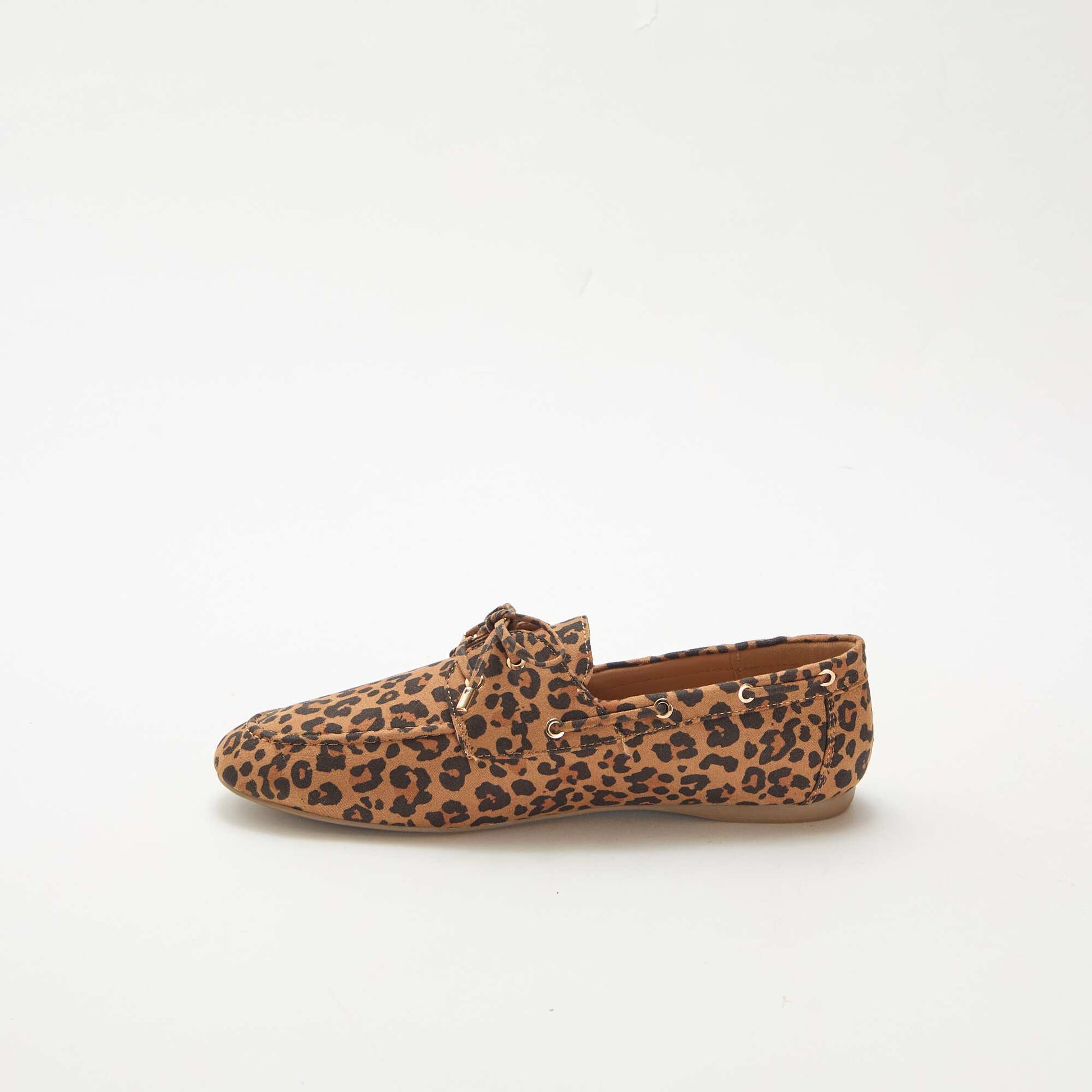 Chaussures bateau en léopard MARRON