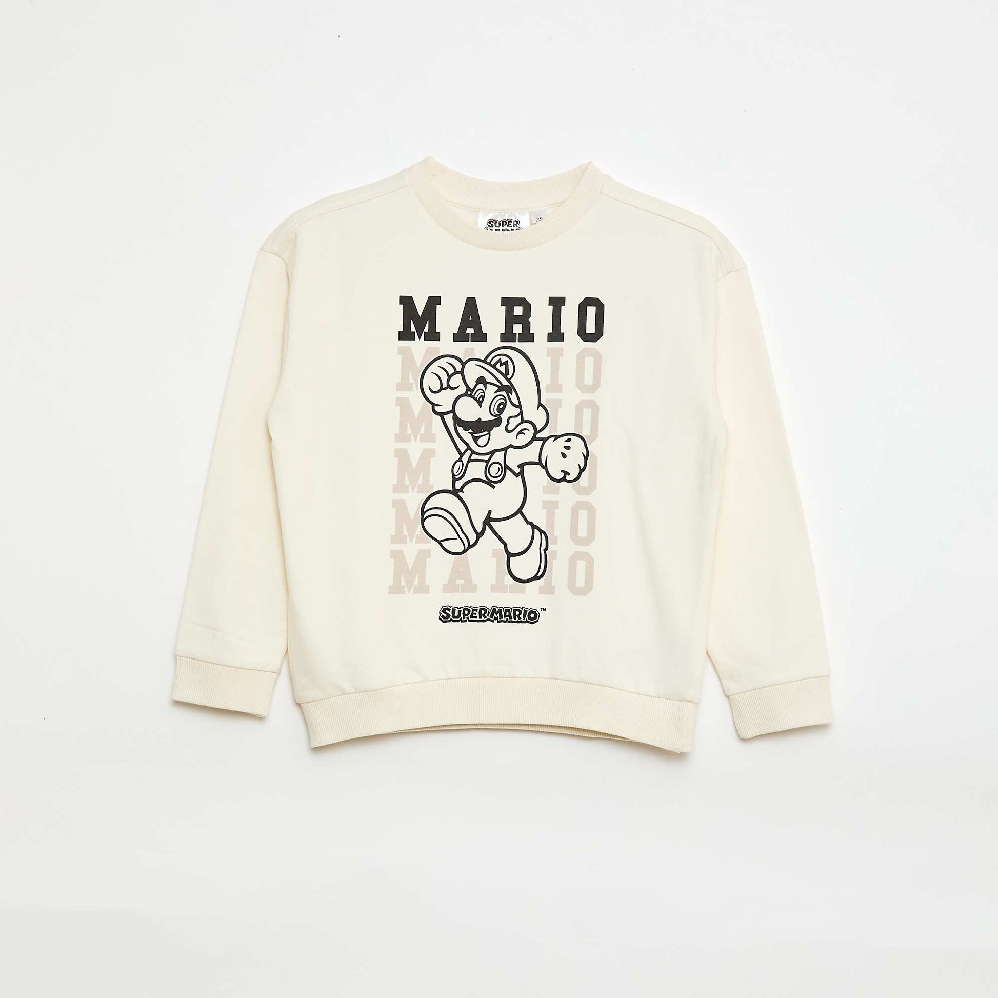 Sweat en molleton gratté imprimé 'Super Mario' BLANC