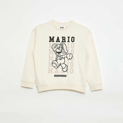 Sweat en molleton gratté imprimé 'Super Mario' BLANC